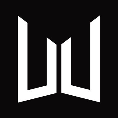 UU Logo tasarım şablonu siyah arkaplan üzerinde izole ayna kalkan şekli