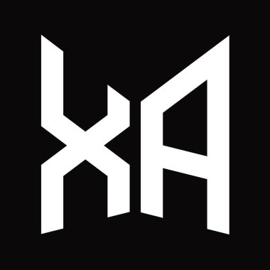 XA Logo tasarım şablonu siyah arkaplan üzerinde izole ayna kalkan şekli