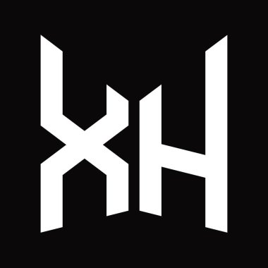 XH Logo tasarım şablonu siyah arkaplan üzerinde izole ayna kalkan şekli