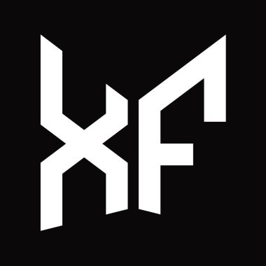 XF Logo tasarım şablonu siyah arkaplan üzerinde izole ayna kalkan şekli