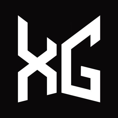 XG Logo tasarım şablonu siyah arkaplan üzerinde izole ayna kalkan şekli