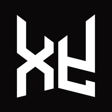 XY Logo tasarım şablonu siyah arkaplan üzerinde izole ayna kalkan şekli