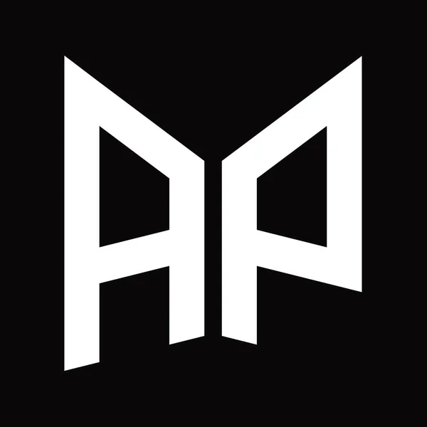 Шаблон Монограммы Logo Зеркальным Экраном Изолированным Черном Фоне — стоковое фото