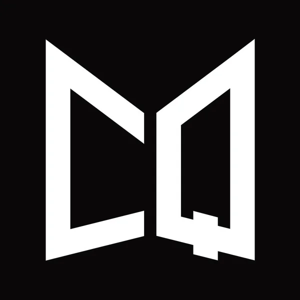 Cq黒の背景に隔離されたミラーシールド形状を持つロゴモノグラムデザインテンプレート — ストック写真
