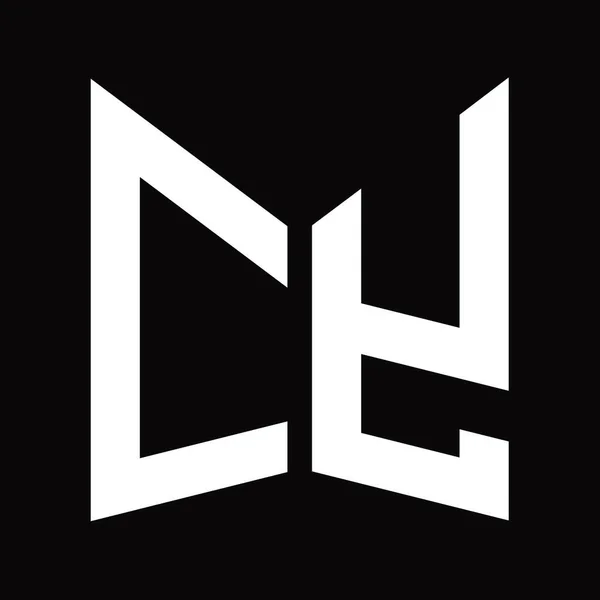 Wzór Monogramu Logo Lustrzanym Kształtem Tarczy Czarnym Tle — Zdjęcie stockowe