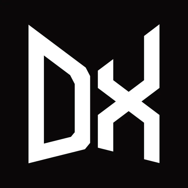 ブラックを基調としたミラーシールド形状のDxロゴモノグラムデザインテンプレート — ストック写真