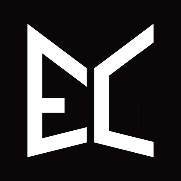 Logo Monogram Tasarım Şablonu Siyah Arkaplanda Izole Edilmiş Ayna Kalkanı — Stok fotoğraf