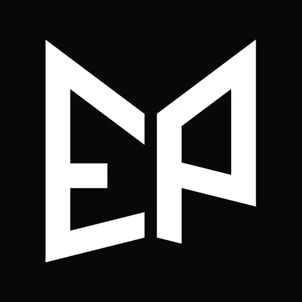Ep黒の背景に隔離されたミラーシールド形状を持つロゴモノグラムのデザインテンプレート — ストック写真
