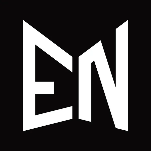 Logo Monogram Design Template Дзеркальною Формою Щита Ізольованою Чорному Тлі — стокове фото