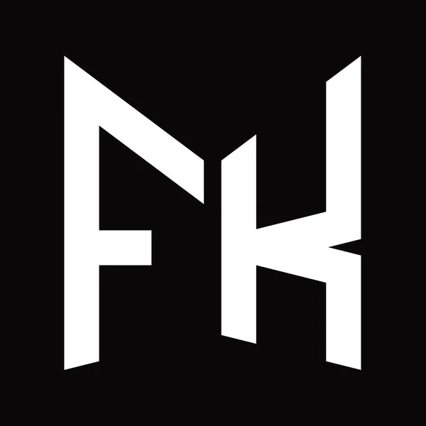 Fk标志图案模板 镜面形状 隔离在黑色背景上 — 图库照片