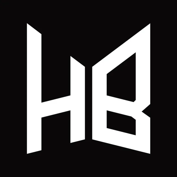 黒の背景に隔離されたミラーシールド形状を持つHbロゴのモノグラムのデザインテンプレート — ストック写真