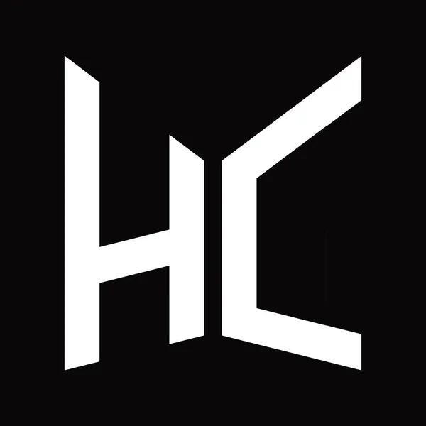 Hc标志设计模板 镜像屏蔽形状 黑色背景隔离 — 图库照片
