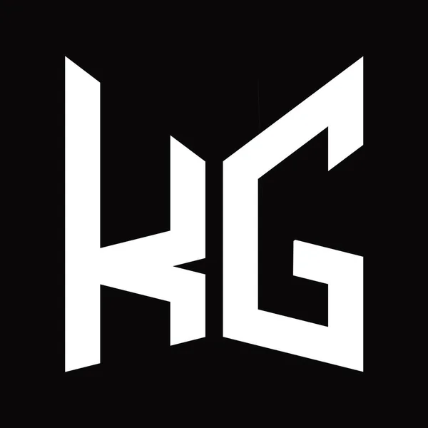 Kg黒の背景に隔離されたミラーシールド形状を持つロゴモノグラムデザインテンプレート — ストック写真