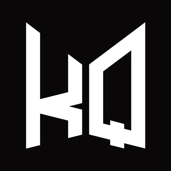 Kq黒の背景に隔離されたミラーシールド形状を持つロゴモノグラムデザインテンプレート — ストック写真