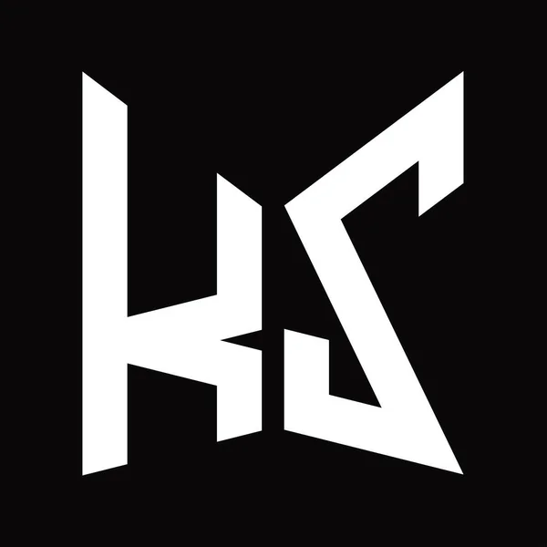 Kz黒の背景に隔離されたミラーシールド形状を持つロゴモノグラムデザインテンプレート — ストック写真
