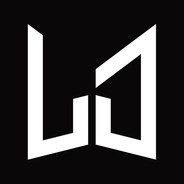Ljロゴモノグラムデザインテンプレート黒の背景に隔離されたミラーシールド形状 — ストック写真