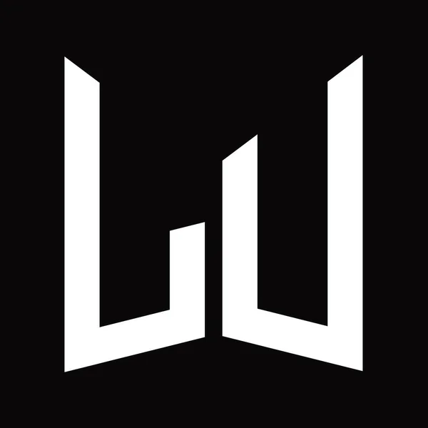 Lu标志图案模板 镜面形状 隔离在黑色背景上 — 图库照片