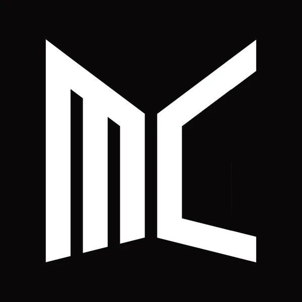 Шаблон Дизайну Монограми Logo Дзеркальним Щитом Ізольовано Чорному Тлі — стокове фото