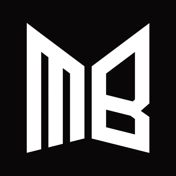 黒の背景に隔離されたミラーシールド形状とMbのロゴモノグラムのデザインテンプレート — ストック写真