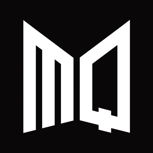 Mq标志设计模板 镜面屏蔽形状 黑色背景隔离 — 图库照片