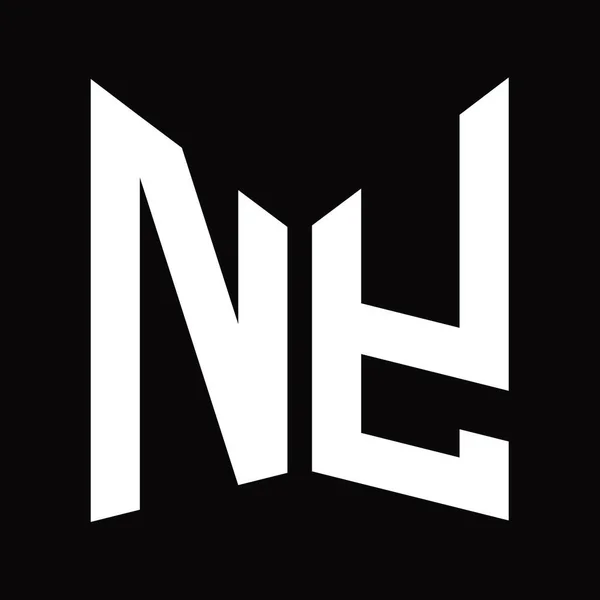 Logo Monogram Design Template Дзеркальною Формою Щита Ізольованою Чорному Тлі — стокове фото