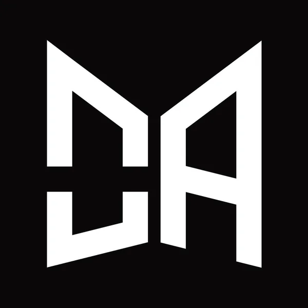 Logo Monogram Design Template Mirror Shield Shape Black Background — 스톡 사진