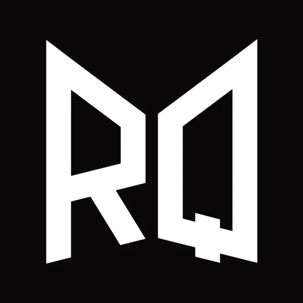 Logo Monogram Tasarım Şablonu Siyah Arkaplan Üzerinde Izole Ayna Kalkan — Stok fotoğraf