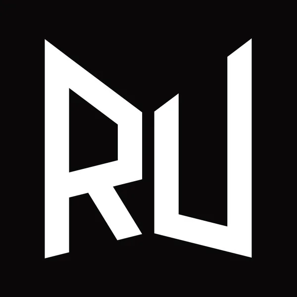 Ru标志图案模板 镜面形状 隔离在黑色背景上 — 图库照片