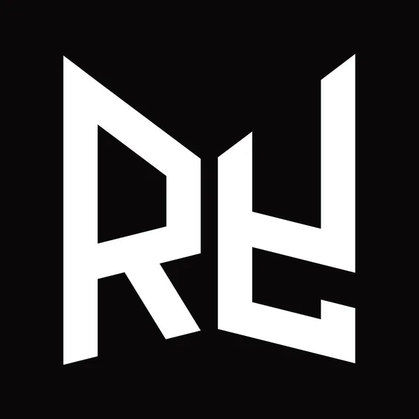 Logo Monogram Projekt Szablon Lustrzanym Kształtem Tarczy Izolowane Czarnym Tle — Zdjęcie stockowe