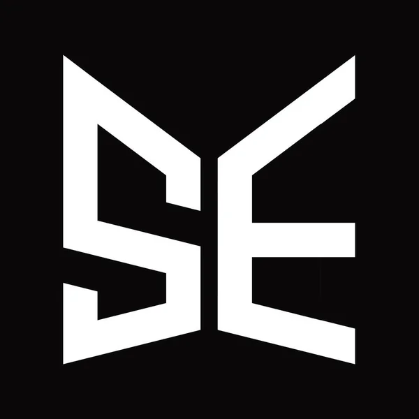 Logo Monogram Tasarım Şablonu Siyah Arkaplanda Izole Edilmiş Ayna Kalkanı — Stok fotoğraf