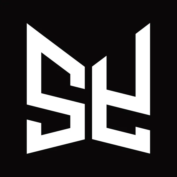Logo Monogram Design Sablon Tükör Pajzs Alakú Elszigetelt Fekete Háttér — Stock Fotó