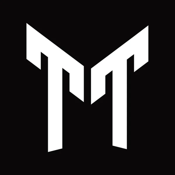 Logo Monogram Design Template Mirror Shield Shape Isolated Black Background — Stock Photo, Image
