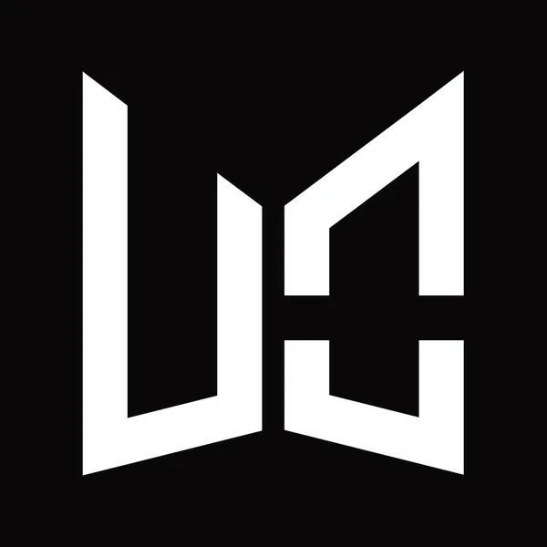 Wzór Monografii Logo Lustrzanym Kształtem Tarczy Czarnym Tle — Zdjęcie stockowe