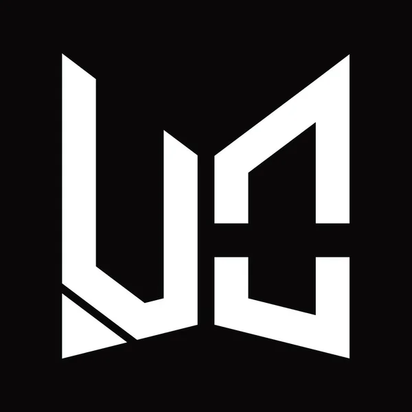 Logo Monogram Design Template Mirror Shield Shape Isolated Black Background — 스톡 사진