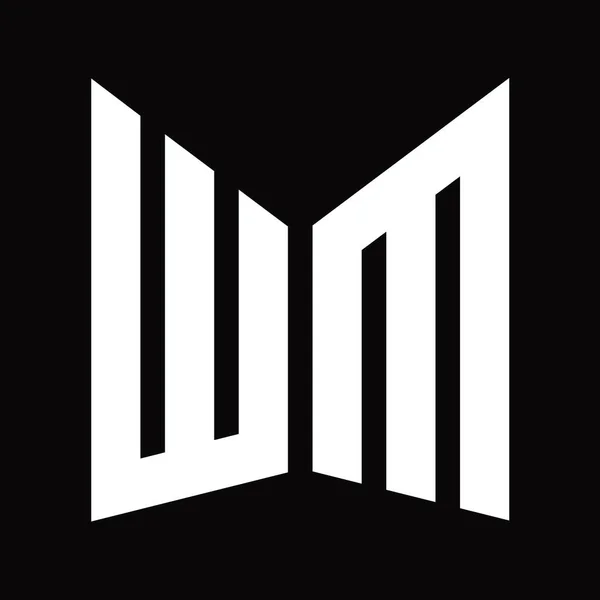 Wm标志设计模板 镜像屏蔽形状 隔离在黑色背景 — 图库照片