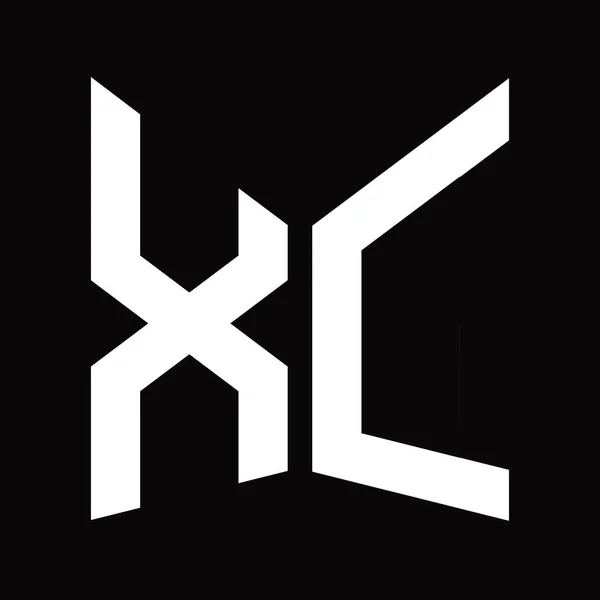 Xc标志设计模板 镜像屏蔽形状 黑色背景隔离 — 图库照片