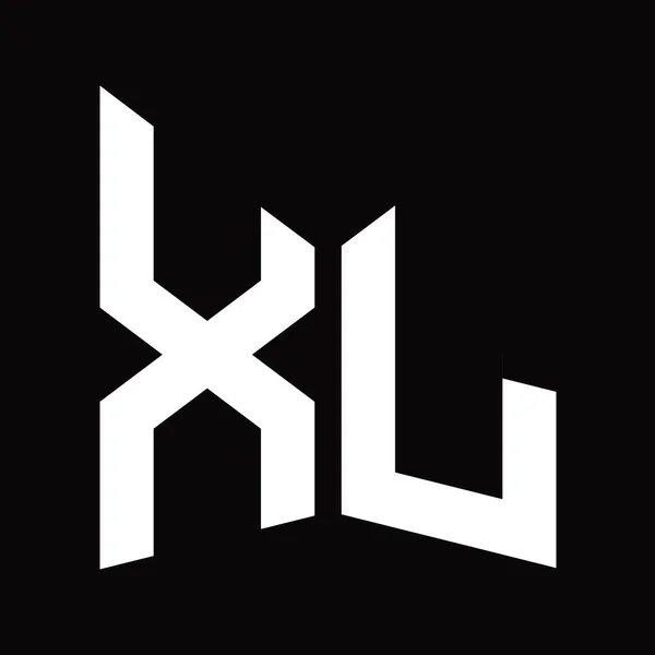 Xlロゴモノグラム黒の背景に隔離されたミラーシールド形状のデザインテンプレート — ストック写真