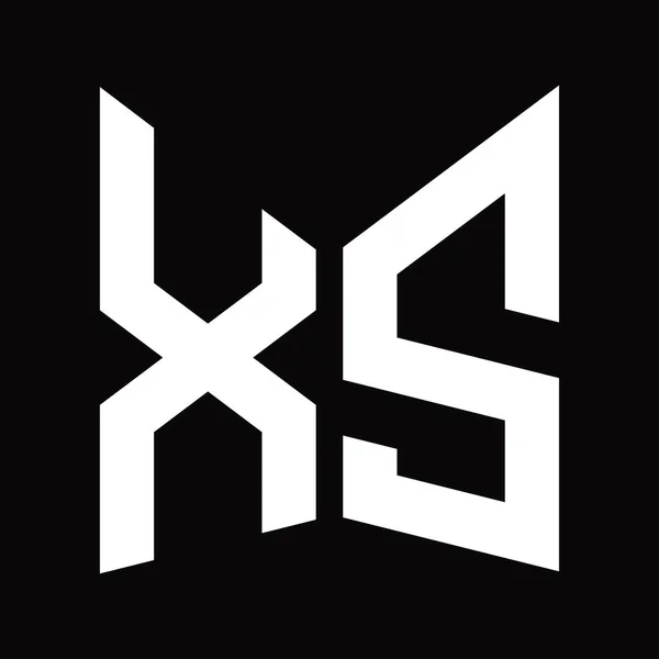 Xs黒の背景に隔離されたミラーシールド形状のロゴモノグラムデザインテンプレート — ストック写真