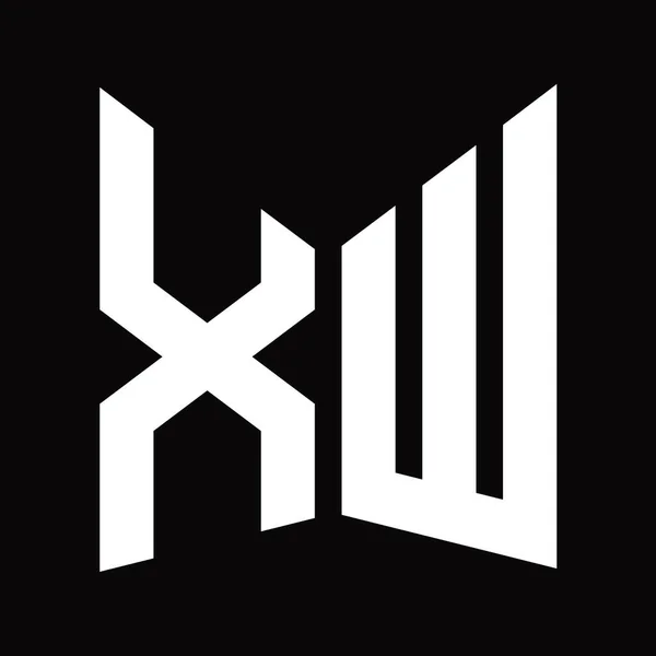 黒の背景に隔離されたミラーシールド形状を持つXwロゴモノグラムデザインテンプレート — ストック写真