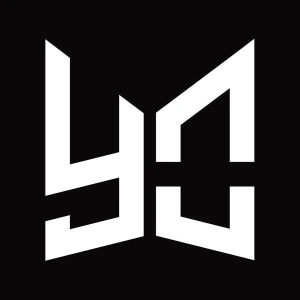 Plantilla Diseño Monograma Logo Con Forma Escudo Espejo Aislado Sobre —  Fotos de Stock
