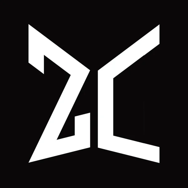 Logo Monogram Design Template Mirror Shield Shape Isolated Black Background — Stock Photo, Image