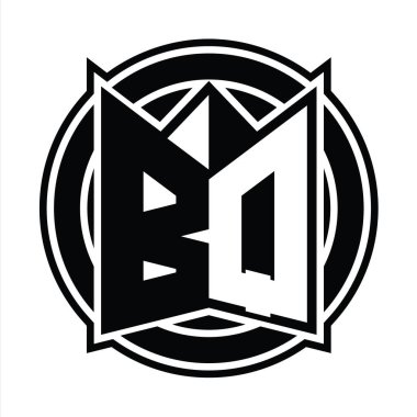 BQ Logo tasarım şablonu ayna kalkan şekli ve daire şeklinde yuvarlak