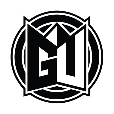 GU Logo tasarım şablonu ayna kalkan şekli ve daire şeklinde yuvarlak