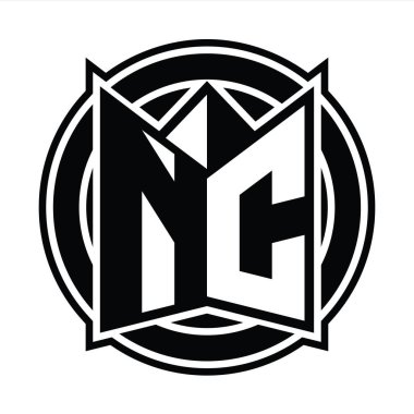NC Logo tasarım şablonu ayna kalkan şekli ve daire şeklinde yuvarlak