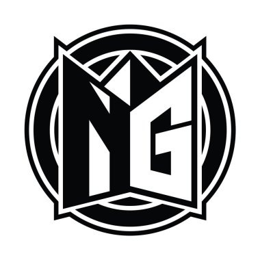 NG logo monogram tasarım şablonu ayna kalkan şekli ve daire şeklinde yuvarlak