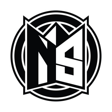 NS Logo tasarım şablonu ayna kalkan şekli ve daire şeklinde yuvarlak