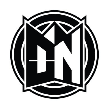 On Logo monogram tasarım şablonu ayna kalkan şekli ve daire şeklinde yuvarlak