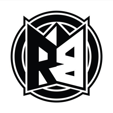 RB Logo monogram tasarım şablonu ayna kalkan şekli ve daire şeklinde yuvarlak