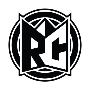 RC Logo tasarım şablonu ayna kalkan şekli ve daire şeklinde yuvarlak