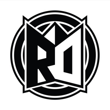 RD logo monogram tasarım şablonu ayna kalkan şekli ve daire şeklinde yuvarlak